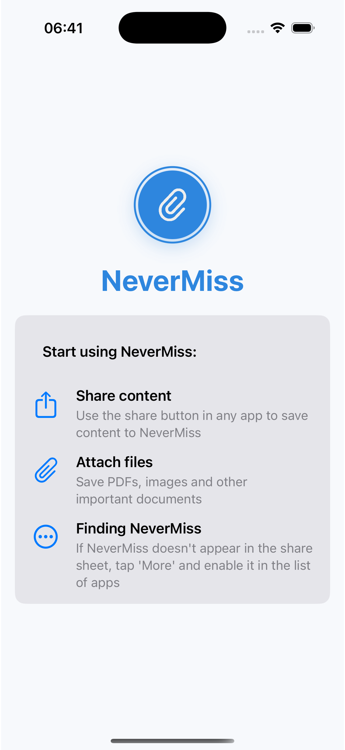 NeverMiss Screenshot 1